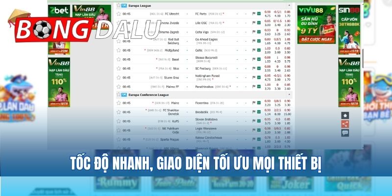 Giao diện Bongdalu – xem tỉ số cực nhanh